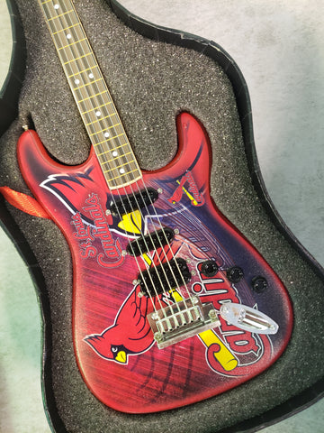 St. Louis Cardinals Mini Guitar MLB Baseball Art Piece with Case and Stand