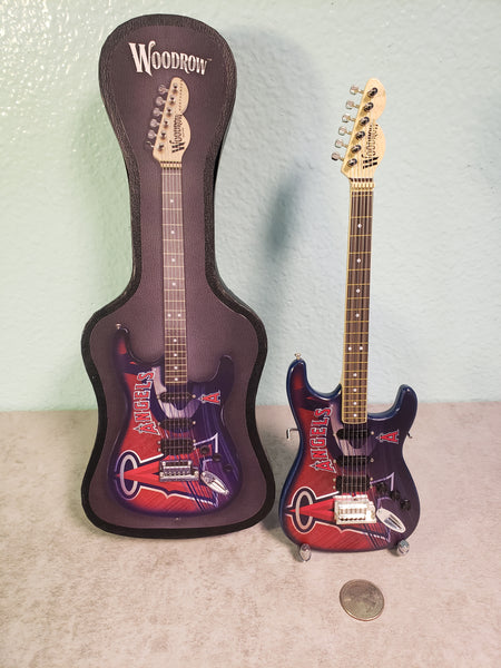 Los Angeles Angels Mini Guitar MLB Baseball Art Piece with Case and Stand