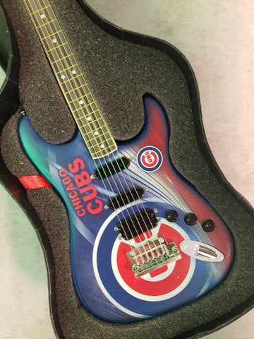 Chicago Cubs Mini Guitar MLB Baseball Art Piece with Case and Stand