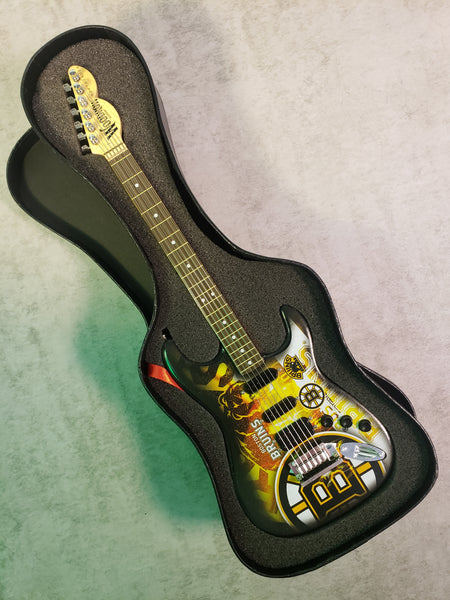 Boston Bruins Mini Guitar NHL Hockey Art Piece with Case and Stand