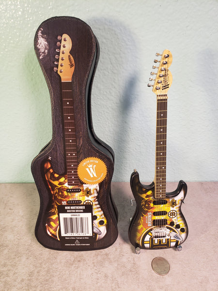 Boston Bruins Mini Guitar NHL Hockey Art Piece with Case and Stand