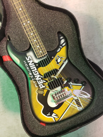 Pittsburgh Penguins Mini Guitar NHL Hockey Art Piece with Case and Stand