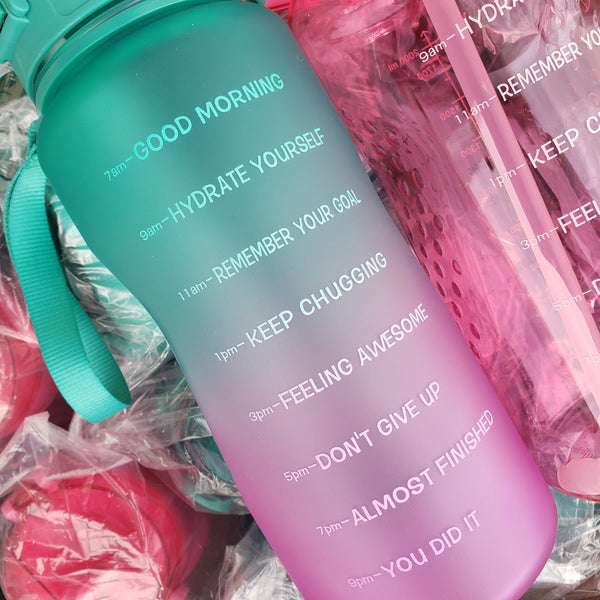 Motivation Water Bottles with Straw-64 ounces