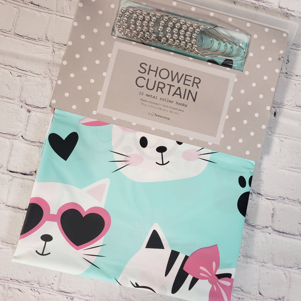 Shower Curtain Set - curtain and hooks