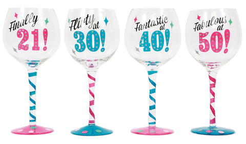 Milestone Age Painted Wine Glasses