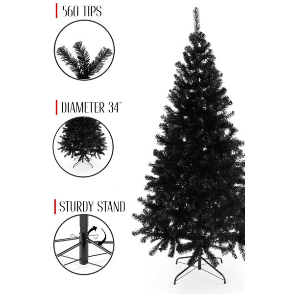 Black Designer Christmas Tree 6 foot-Goth, Mid Century, Sports