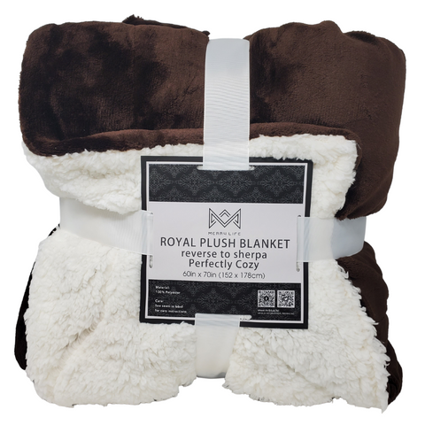 Plush Sherpa Reversible Blanket - 70x60" - Item 127, 128