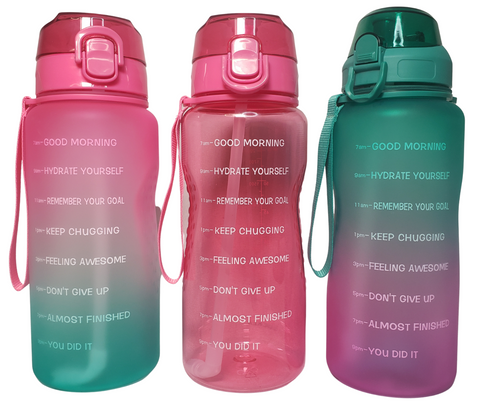 Motivation Water Bottles with Straw-64 ounces