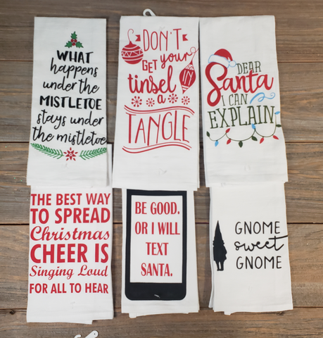 Christmas Kitchen Towel Set with Snarky Sayings-Flour Sack Style