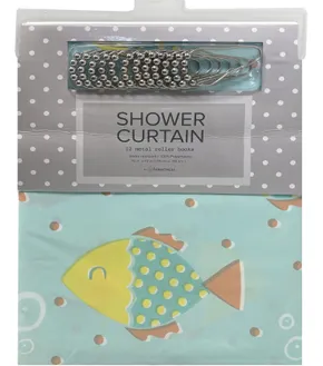 Shower Curtain Set - curtain and hooks