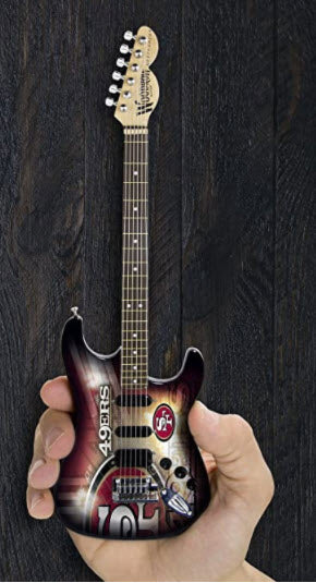 NFL 49ers Sports-themed Mini Guitar Art Piece with Case and Stand