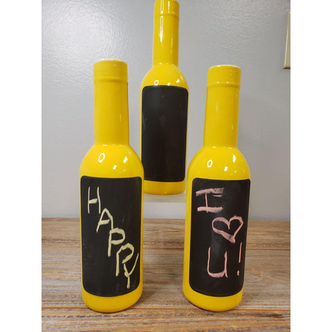 Ceramic Chalk Wine Bottle Flower Vases - Set of 3